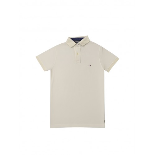 Tommy Hilfiger Polo Μπλούζα Εκρού με Μικρό Logo